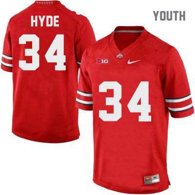Ohio State Buckeyes Youth Carlos Hyde #34 Red Authentic Nike College NCAA Stitched Football Jersey QK19E48KD